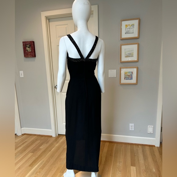 Vintage 1940’s Beaded Accent Wool Crepe Evening Gown - Picture 2 of 4